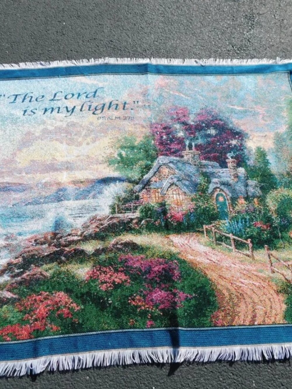 Thomas Kinkade "The Lord Is My Light" Afghan Throw Blanket Psalm 27:1